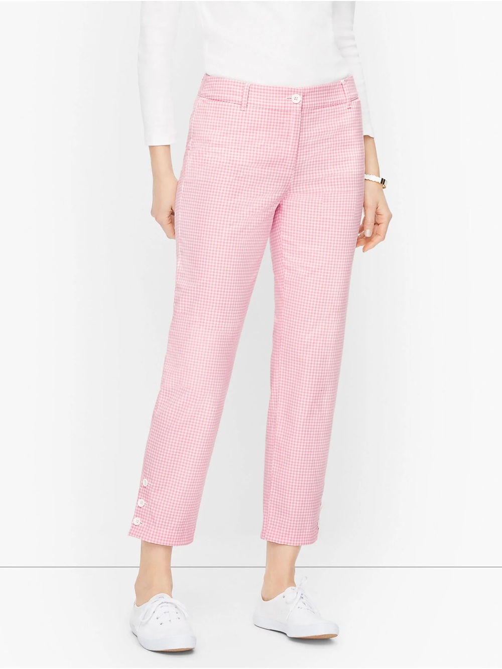 Talbots Cotton Gingham Perfect Crop Ankle Pants, Size 2, Great Condition
